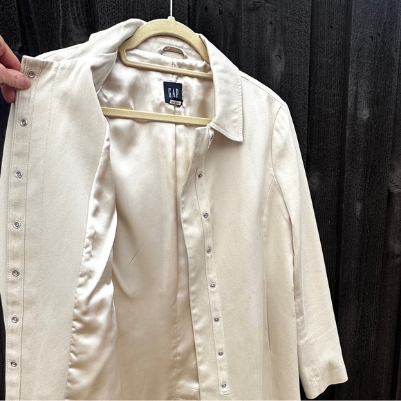 GAP single breasted trench coat women's neutral beige classic snaps size medium - Picture 8 of 13